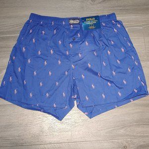 Brand New with Tags -Men's Polo Ralph Lauren Allover Pony Boxer Blue/Pink Medium
